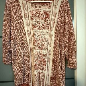 Lucky Brand Red and White Patterned Top